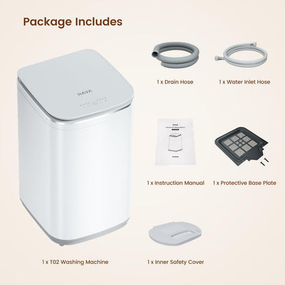 HAVA Portable Washing Machine, 0.8 Cu. Ft. Capacity Mini Washer & Spin Dryer, Fully Automatic with 8 Wash Programs, Hot Wash Options & Upward Drainage, Space Saving for Apartments, Dorms, and RVs
