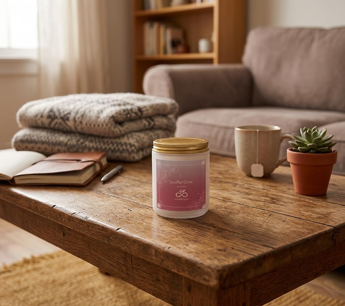 Scented Candles Set for Gifts, 4-Pack Soy Wax Jar Candles with Essential Oils, Long Burning Aromatherapy Candles for Women Mom, YuuKiin Luca Soulful Glow Gift Set for Birthday Mothers Day Housewarming