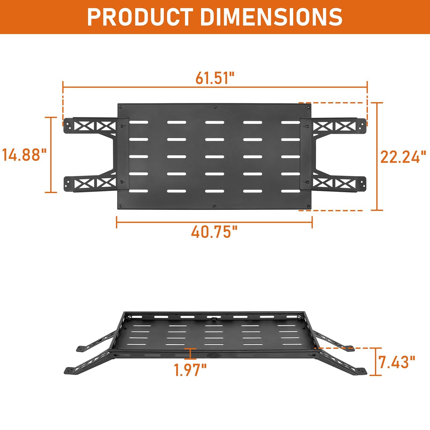 Hooke Road Rear Trunk Cargo Rack Basket Tray for 2007-2026 Jeep Wrangler JK JL 4-Door Hardtops, Sturdy Steel Shelf for Camping Trip Gear