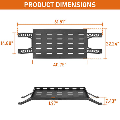 Hooke Road Rear Trunk Cargo Rack Basket Tray for 2007-2026 Jeep Wrangler JK JL 4-Door Hardtops, Sturdy Steel Shelf for Camping Trip Gear