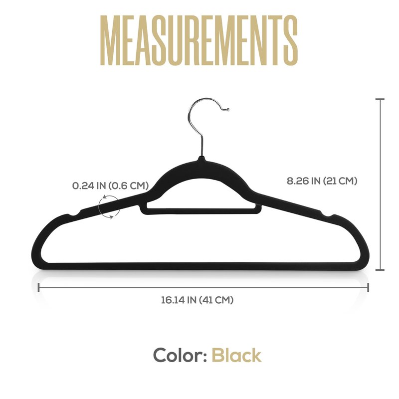 Utopia Home Velvet Hangers 100 Pack – Premium Non-Slip Slim Clothes & Coat Hangers with Tie Bar, Space-Saving Heavy Duty Design, 360° Swivel Hook – Black