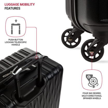 SwissGear 8018 Expandable Luggage, Hard Shell Large Luggage with Spinner Wheels