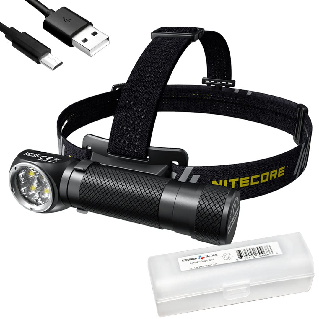 Nitecore HC35 Headlamp Flashlight, 2700 Lumen USB Rechargeable L-Shape Detachable with LumenTac Organizer