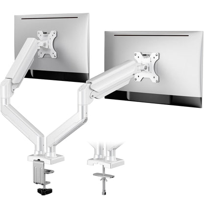ErGear Dual Monitor Stand up to 32 inches Screen, Load-Bearing Max 22 lbs Each Arm, Adjustable Dual Monitor Mount, Sturdy Steel vesa Monitor Mount with Stable VESA 75x75 100x100mm-White