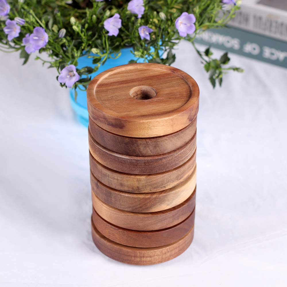 SAIOOL Kitchen Canisters Set of 6-8.5oz Glass Spice Jars With Acacia Airtight Lid and Labels Round Spice Bottles for kitchen Seasoning Baby Food Kids Snacks Meal Prep Containers Candle