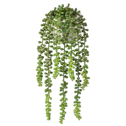 Hisow Succulents Plants Artificial, Small String of Pearls with Ceramic Pot Artificial Faux String of Pearls Suitable for Home Garden Decor, Wall Decoration