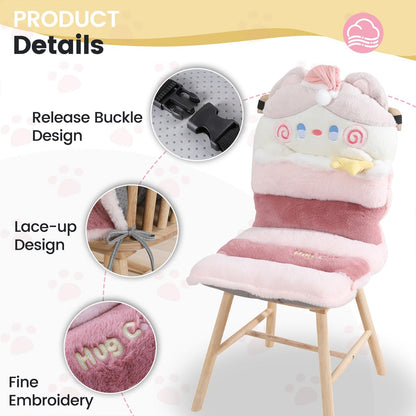 Loismood Cartoon Cat Seat Pads Non Slip Machine Wash Soft Cushion for Bedroom Décor, Gamer and Dining Chairs (31"x15", Pink)