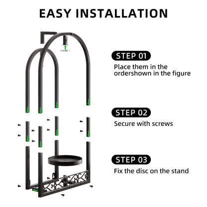 Rioneta Wall Planter Holder with Light, Metal Arch Frame Hanging Plant Stand with Grow Lights, Modern Black Iron Wall Decor for Indoor Outdoor Living Room, Balcony & Garden 2 Pack Black