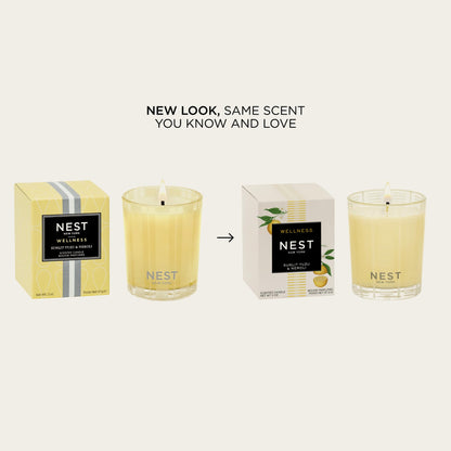NEST New York Scented Votive Candle, Sunlit Yuzu & Neroli - 2 oz - Up to 28-Hour Burn Time - Reusable Glass Vessel