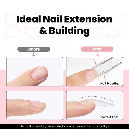 Beetles Builder Gel for Nails-3 Colors 9 in 1 Nail Extension Sculpting Building Clear Nude Pink Hard Gel Kit with Base Top Coat for Pros Women,UV & LED Lamp Cured Needed