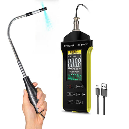 BTMETER Hot Wire Anemometer - CFM/CMM Digital Air Flow Meter, Wind Speed Meter Measure 0.2~67Mph, Thermal Anemometer with 360° Revolve Telescopic Probe for HVAC Duct Air Vent BT-5000Y