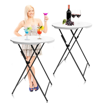 HEPINGONHE Folding 2-Pack 32in Bar Table Round Foldable Cocktail Table for Indoor and Outdoor Use Compact Design Portable Ideal for Parties Events Dining and Gatherings