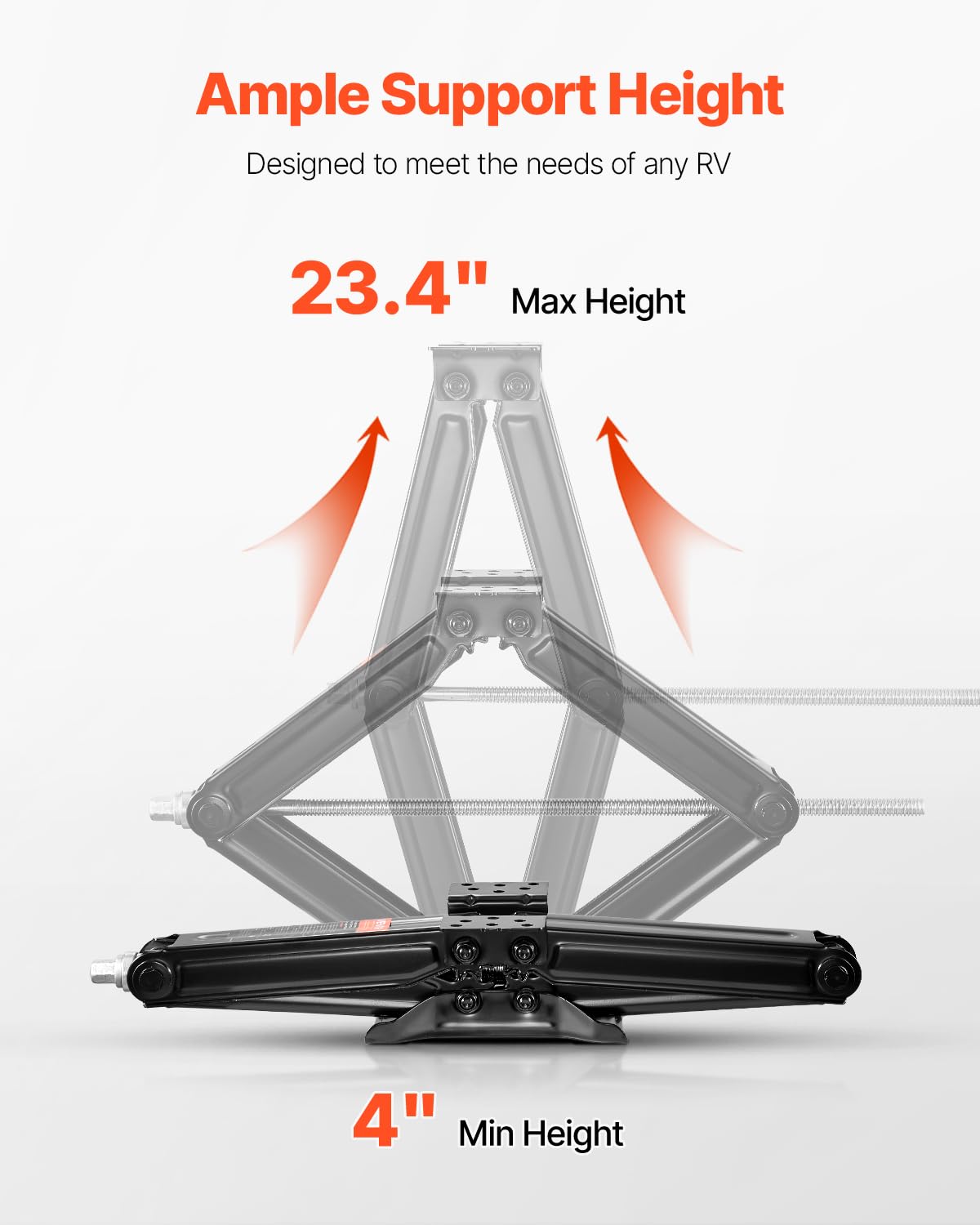 VEVOR 6500 lbs RV Scissor Jacks, 4-23.4 in RV Stabilizer Leveling Scissor Jacks, Set of 4, Heavy Duty Stabilizer Jack with Crank Handle, Socket and Bubble Levels, Not Easily Bent or Deformed