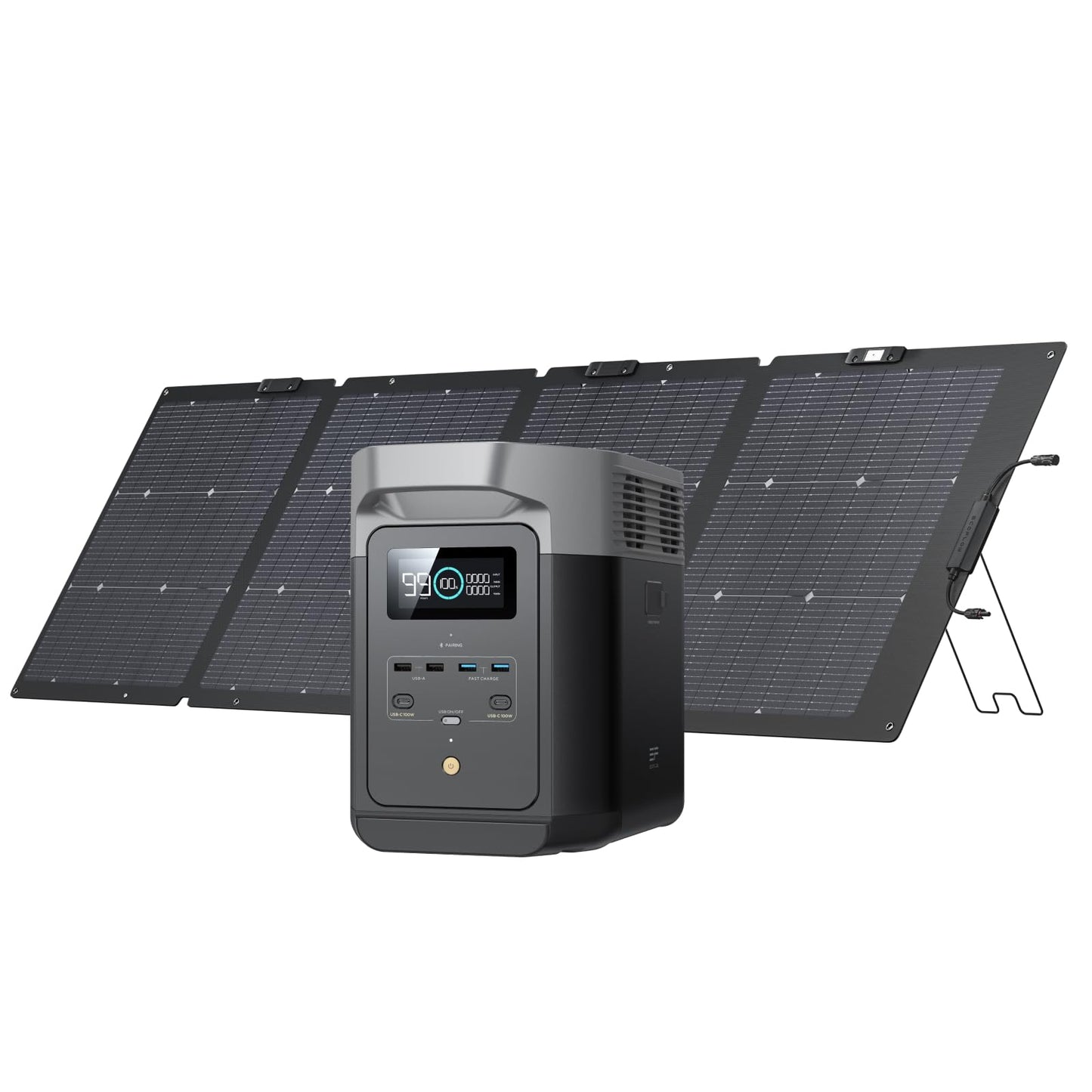 EF ECOFLOW Solar Generator Delta 2 with 220W Solar Panel, 1024Wh LFP(LiFePO4) Battery, 1800W AC/100W USB-C Output, Fast Charging Portable Power Station for Home Backup Power, Camping & RVs