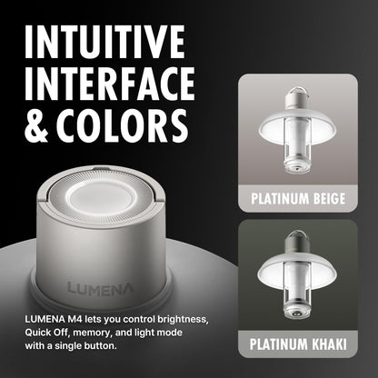 LUMENA M4 Portable LED Lantern | Rechargeable Camping Light, Water-Resistant, 3350mAh Battery, Adjustable Brightness & Modes, Magnetic, Durable for Outdoor & Emergency Use (Platinum Beige)