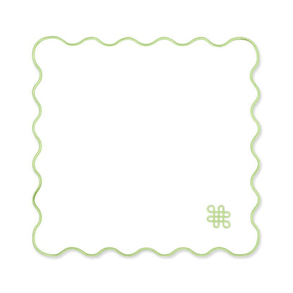 Hofdeco Premium Coastal Patio Indoor Outdoor Napkin Set of 4, 20”x20” Washable Dinner Napkins for Beach House Decor Green Embroidered Endless Knot
