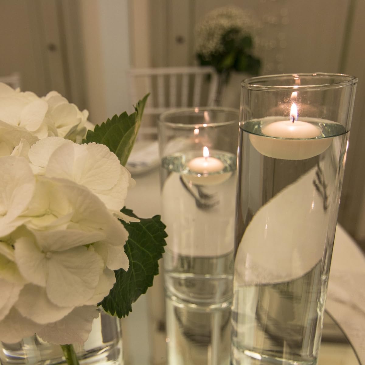 24 Pack Floating Candles, Smoke-Free and odorless, Burning continuously for 5-6 Hours, White, 2-inch Floating Candles, Suitable for Valentine's Day, Weddings, Holidays, Home Decoration……