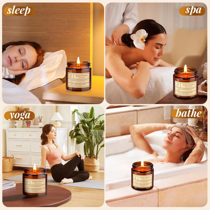 4 Pack Cedar Candles for Home Scented,Amber Jar Aromatherapy Candle Gifts for Women,Scented Candles Set for Mother's Day Christmas Valentine Thanksgiving Brithday Gifts,Soy Wax Candle Set