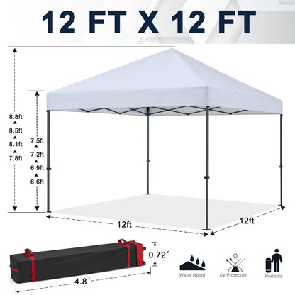 COOSHADE Durable Easy Pop Up Canopy Tent 12x12Ft (Silver White)