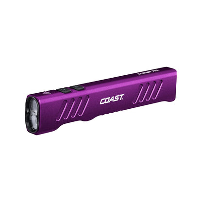Coast Slayer 1150 Lumen USB-C Rechargeable LED Flashlight with Spot/Flood, Memory Mode and Pocket Clip, Purple