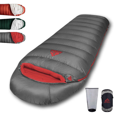 BUERTS Down Sleeping Bags for Adults, Premium 680FP Down Fill Backpacking Sleeping Bag for Cold Weather for Camping, Hiking and Traveling, Comes with Compression Sack (Gray 14°F)