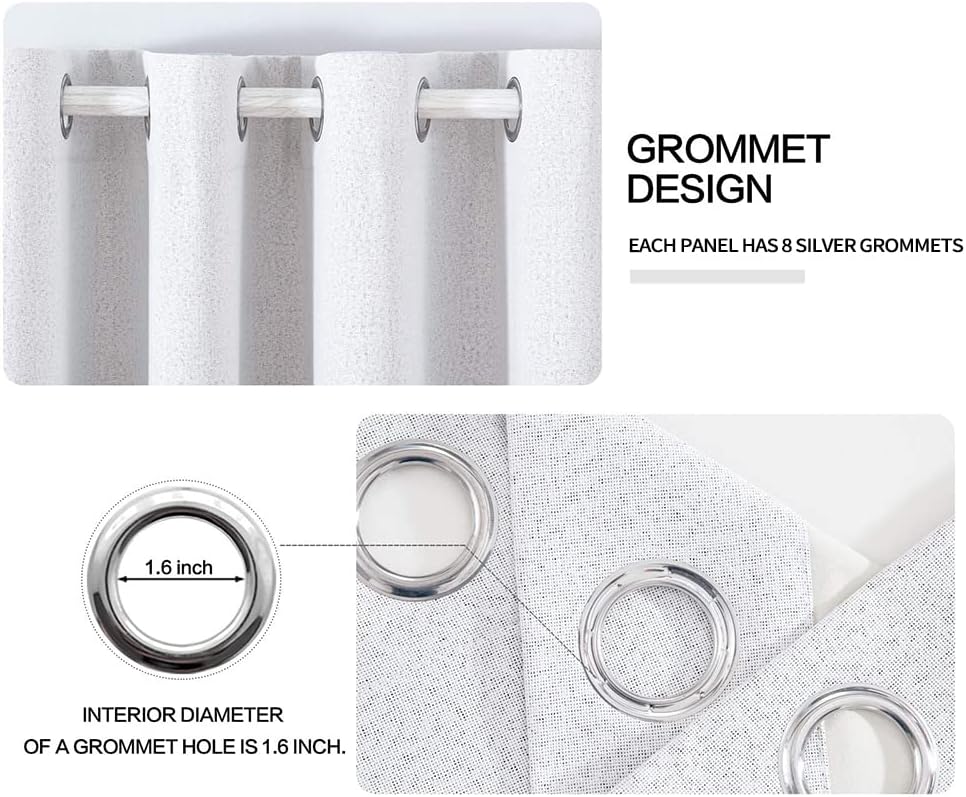 MIULEE Blackout Curtains - 100% Thermal Insulated Linen Texture Drapes | Grayish White, 52x96 Inch (2 Panels)