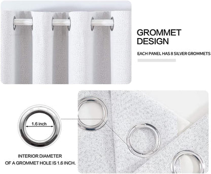 MIULEE Blackout Curtains - 100% Thermal Insulated Linen Texture Drapes | Grayish White, 52x96 Inch (2 Panels)
