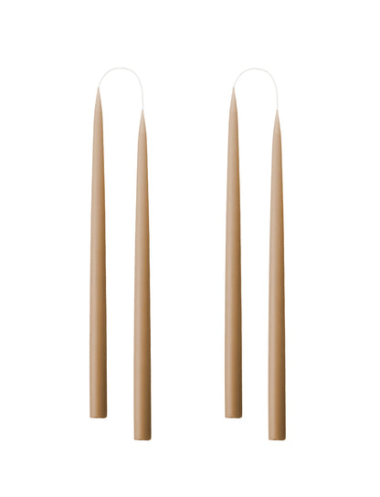 Kunstindustrien® Taper Candles – Set of 4, 13.8" – Made in Denmark, Long Burning Candles 15h, Unscented & Smokeless Candlesticks – Elegant Tall Candles for Weddings, Dinners & Home Decor (Nougat)