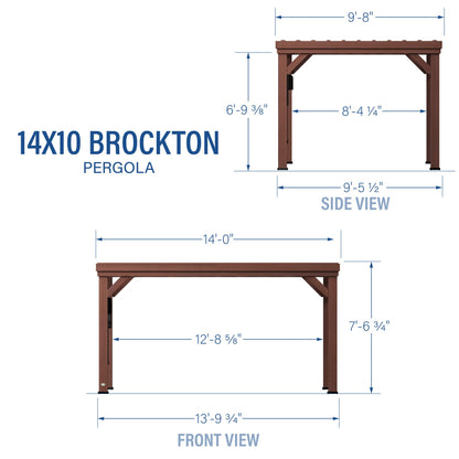 Backyard Discovery Brockton 14' x 10' Modern Cedar Wood Pergola Kit with All-Season Durability, High-Wind Rating, Concrete Anchors, PowerPort, Shade for Outdoor Patio, Deck, Garden, and Entertaining