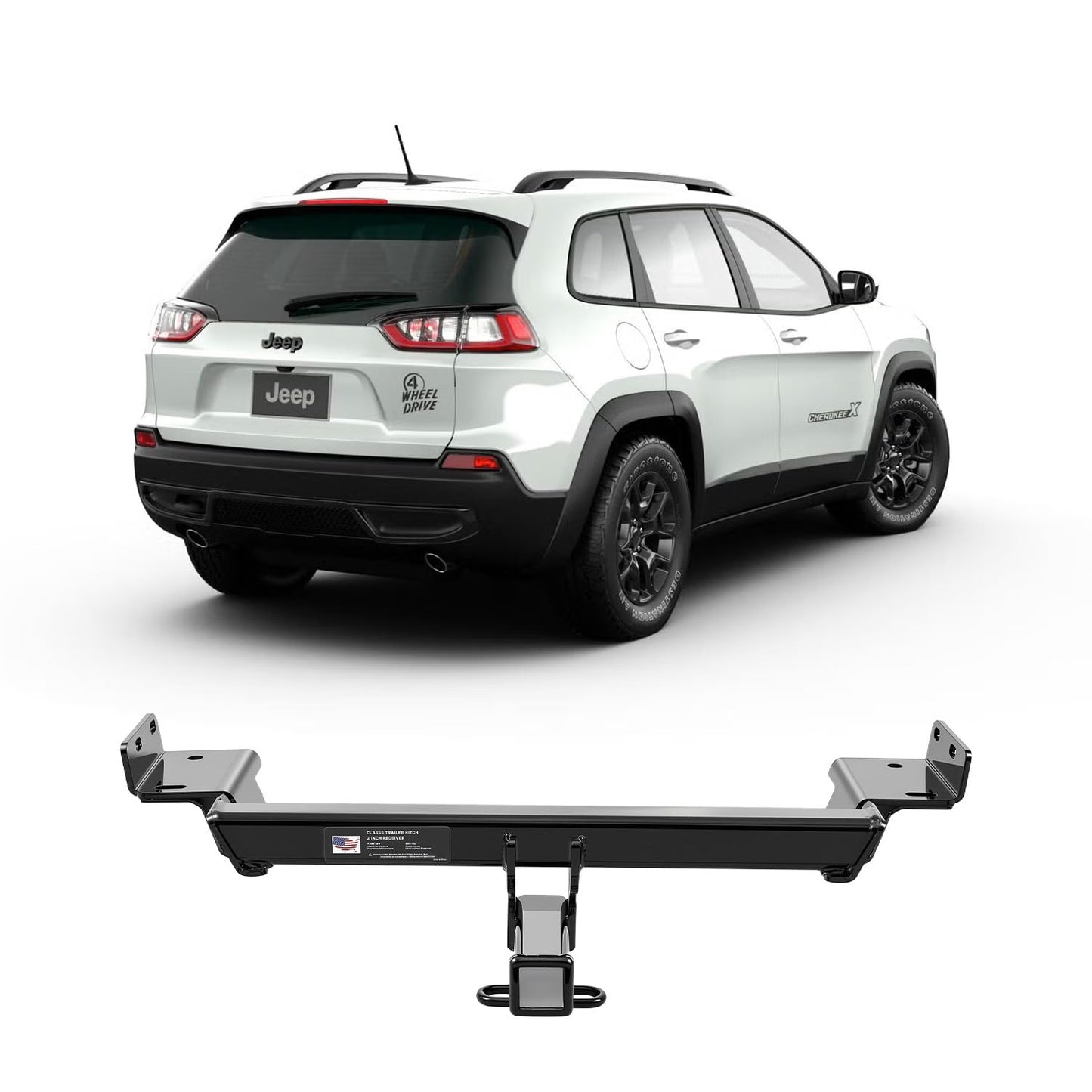 TULALUX 2" Receiver Trailer Hitch for 2018–2025 Jeep Compass & 2017 Mexico-Built Compass | Class 3 Tow Hitch | 4,000 lbs Towing Capacity