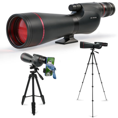 BOSTRON 20-60x82 Spotting Scopes with Full Size Tripod & Phone Adapter, Upgraded Eyepiece Low Light Vision FMC BAK4 IPX7 Waterproof Straight Spotter Scope for Bird Watching Hiking Outdoor Observation