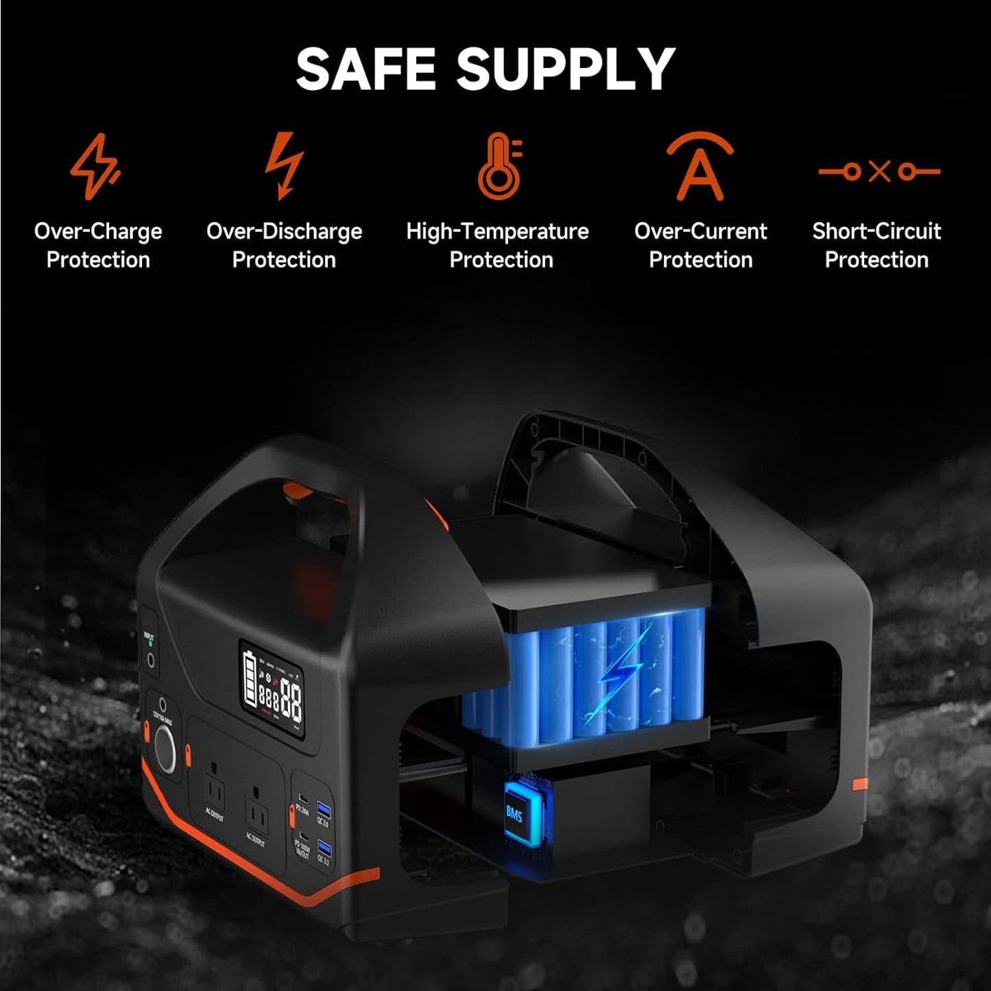 Portable Power Station 600W 293Wh Camping Lithium Battery, Portable Generator for Home Use Emergency Power Station Backup Travel Outdoor 100W PD & 110V Pure Sine Wave AC Outlet