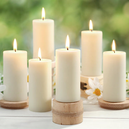 Natural Beeswax Pillar Candles,100% Pure Beeswax Candles-258 Hours Long Burning,Off-White Unscented Bees Wax Candles for Home,Prayer,Dripless Smokeless Organic Pillar Candles Bulk-2x4in-6 Pack