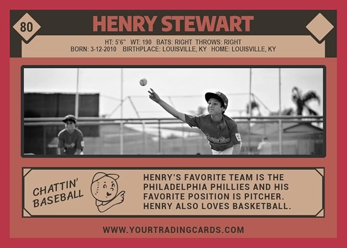 Custom Designed Youth Baseball Cards 50 Count Personalized for Travel Baseball or Softball