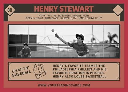 Custom Designed Youth Baseball Cards 50 Count Personalized for Travel Baseball or Softball