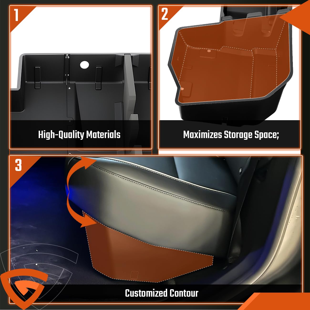 GEARLAST Underseat Storage Compatible with Chevy Silverado/GMC Sierra 1500 2500 3500 2019-2025, Rear Under Seat Organizer Cargo Box, Upgraded Rear Under Seat Organizer Cargo Box