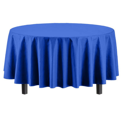 Exquisite 12-Pack Premium Plastic 84-Inch Round Tablecloth - Dark Blue