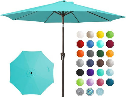 JEAREY 9FT Outdoor Patio Umbrella - Push Button Tilt & Crank | UV Protection & Waterproof (Peacock Blue)