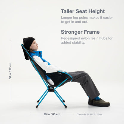 Helinox Sunset Chair (re), Packable Outdoor Furniture, Summer Vacation Holiday Seat, Foldable, Lightweight High-Back Comfort, Sustainable Eco-Friendly Materials, 3.66 lbs(1.6 kg), Heritage Multi Block