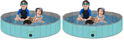 Kundu Round (47" Diameter x 12" Deep) Heavy Duty PVC Pets and Kids Outdoor Pool/Bathing Tub - Portable & Foldable - Large (Pack of 2)