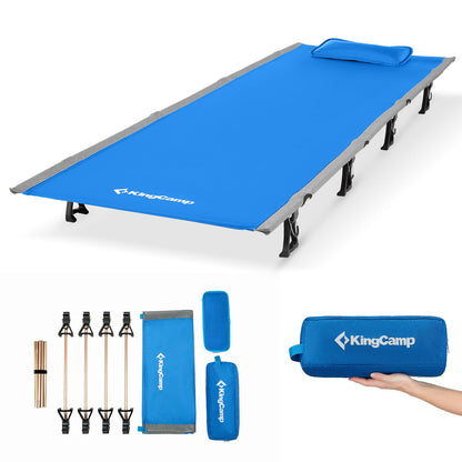 KingCamp Ultralight Camping Cot, Portable Folding Sleeping Cot for Adults, 265 Lbs Heavy Duty Compact Bed for Outdoor Backpacking Travel Hiking, Extra Wide 75 x 25 Inches, Blue