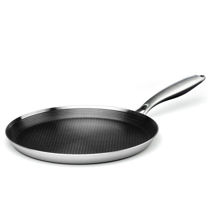 Innerwell Stainless Steel Crepe Pan - 11inch Nonstick Crepe Pan, Stainless Steel Honeycomb Coating Pancake Pan, Non Stick Flat Skillet Tawa Dosa Tortilla Griddle Pan, Induction Compatible, PFOA Free