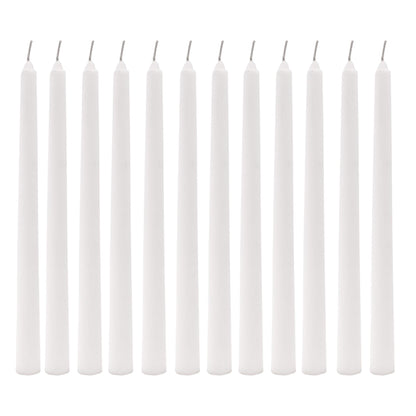 Hosley 12-Pack Unscented 10 Inch White Taper Candles, Premium Quality Smokeless, Dripless Candle Sticks for Home Décor, Restaurant, Church, Weddings & Parties