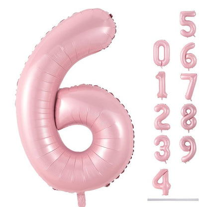 Pastel Pink Number 6 Balloons, 40 In Large Light Pink Number 6 Foil Helium Balloons for Girls, Self Inflating Number Balloons 0-9 for Girls 6th 16th Birthday Women Anniversary Party Decoration