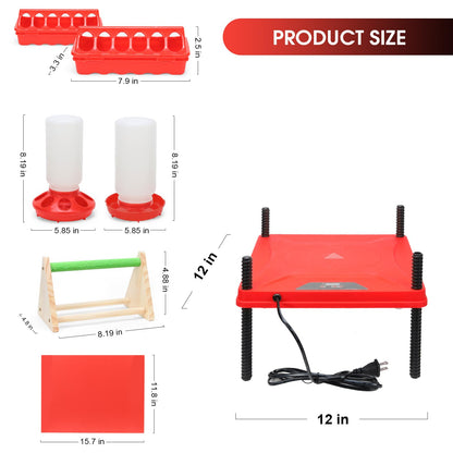 GIFANK Chick Brooder Box for Chicks Baby Chick Starter Kit Brooding Playpen Portable Chicken Fence Pen with Chick Heating Plate Perch Feeder Waterer for Poultry Duck and Quail
