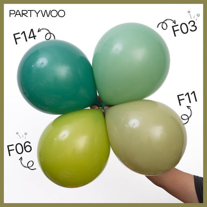 PartyWoo Sage Green Balloons 100pcs Different Sizes of 36 18 12 10 5 Inch Olive Boho Green Latex Balloon Arch Kit for Wedding Birthday Dinosaur Jungle Golf Football Theme Party Decorations Green-F11