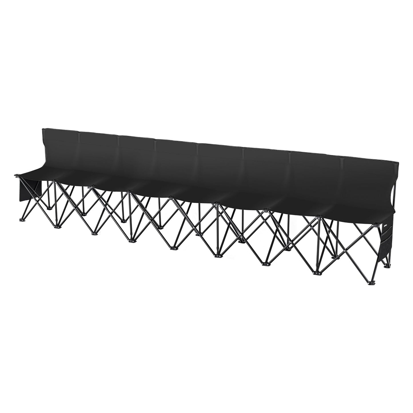VEVOR Portable Folding Bench, 8 Seats Foldable Sideline Bench, Outdoor Camping Bench Chair with Carry Bag & Backrest, Team Sport Sideline Bench for Football Fishing, No Assembly Instant Seating, Black