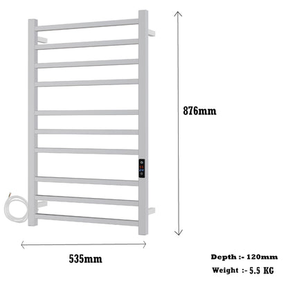 SATOH Towel Warmer for Bathroom Heated Towel Rack Wall Mounted Electric Drying Rail with Plug-in Installation & Timer Stainless Steel Hot Towel Warmer - 88cm x 53cm (Polished Chrome)