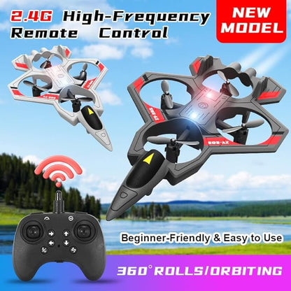 RC Planes with Light Remote Control Airplanes RC Airplane Fighter Jet 360° Flip Stunt Roll Drones for Men Remote Control Plane (White - Plastic)