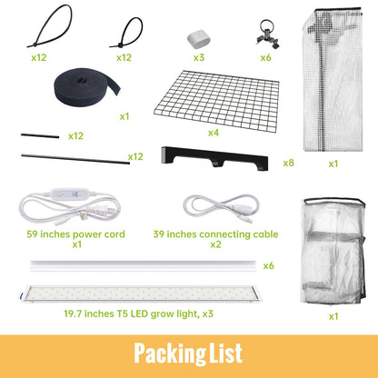 SpeePlant LED Grow Light Bulbs+4-Tier Plant Stand with Zippered PVC Tent, 27" L x 19" W x 59" H